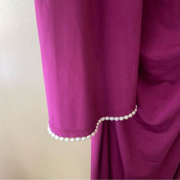 Khanums x REVOLVE Khriya Pearl Trim Maxi Dress Cranberry pink dress gown S - Picture 11 of 13